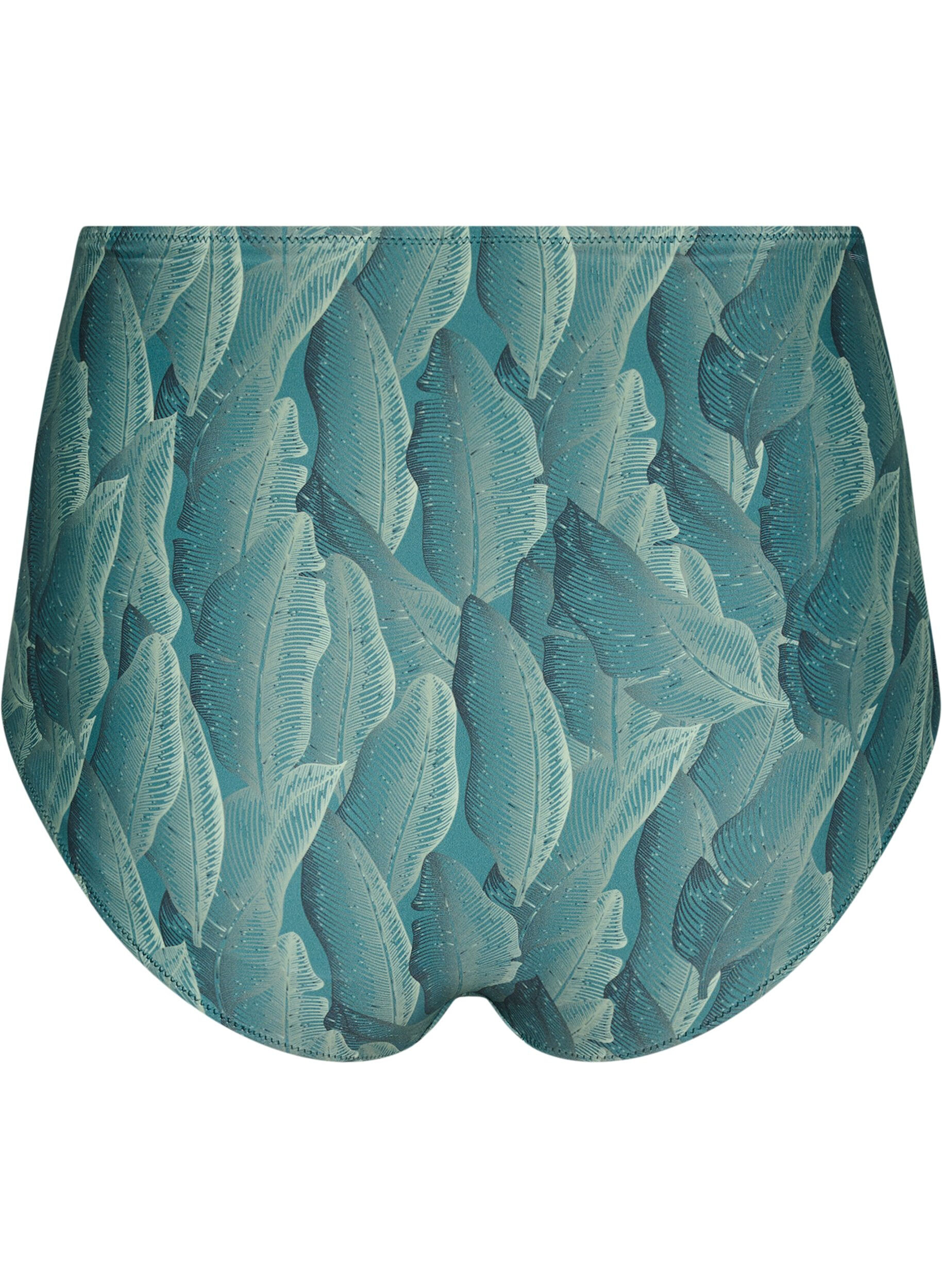 ZizziBikinibroekje met print en een hoge taille, Groen, Packshot image number 1