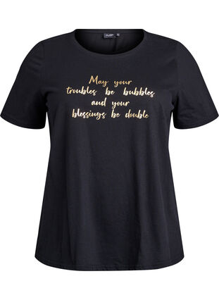 ZizziFLASH - T-shirt met motief, Black Troubles, Packshot image number 0