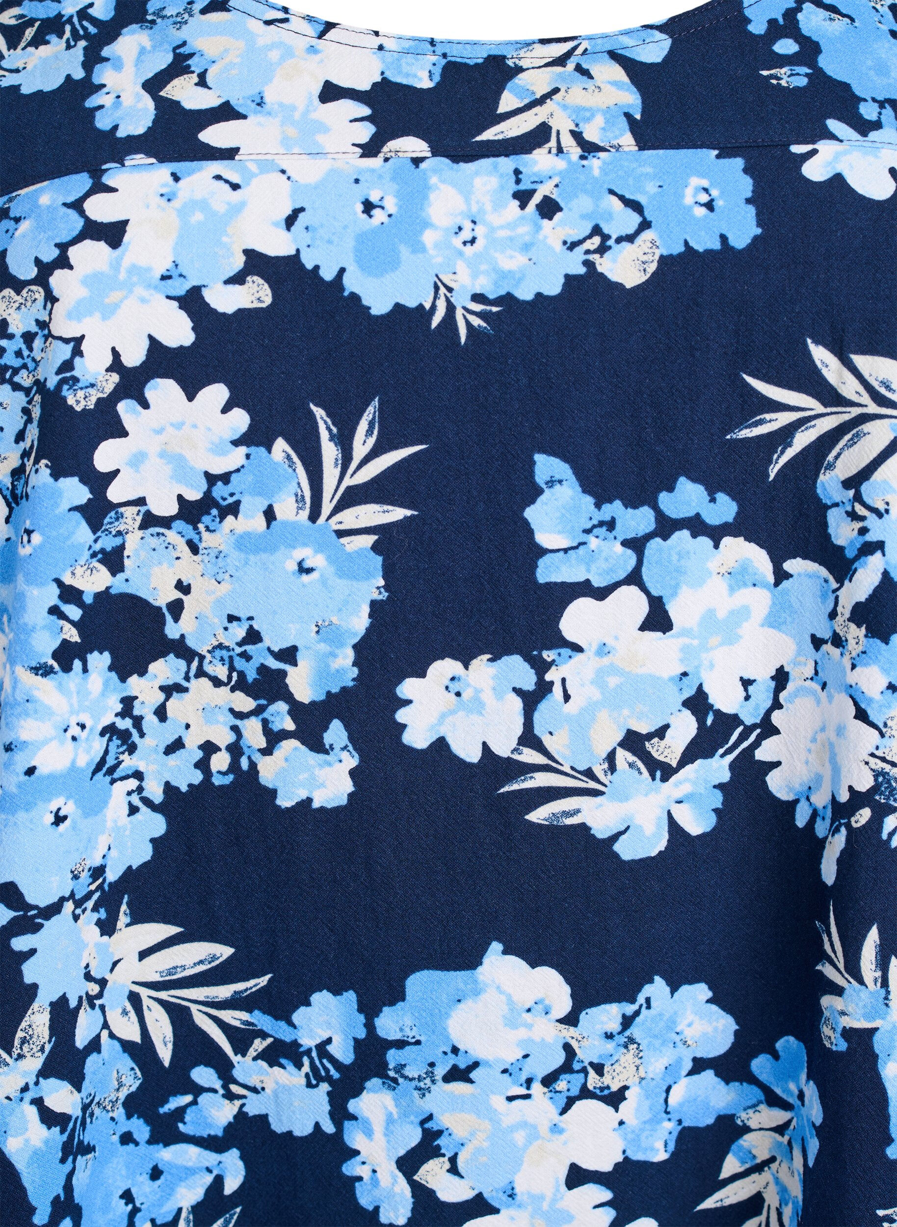 ZizziKatoenen jurk met korte mouwen en print, Blauw, Packshot image number 2