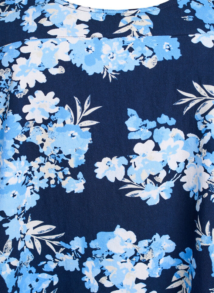Katoenen jurk met korte mouwen en print, Blauw, Packshot image number 2