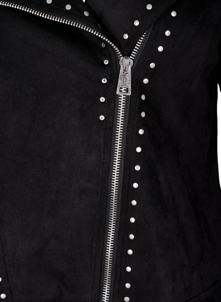 Imitatie suède bikerjack met studs, Black, Packshot