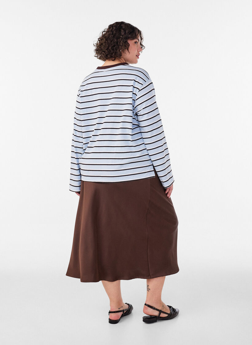 Satijnen midi rok, Bruin, Model image number 1