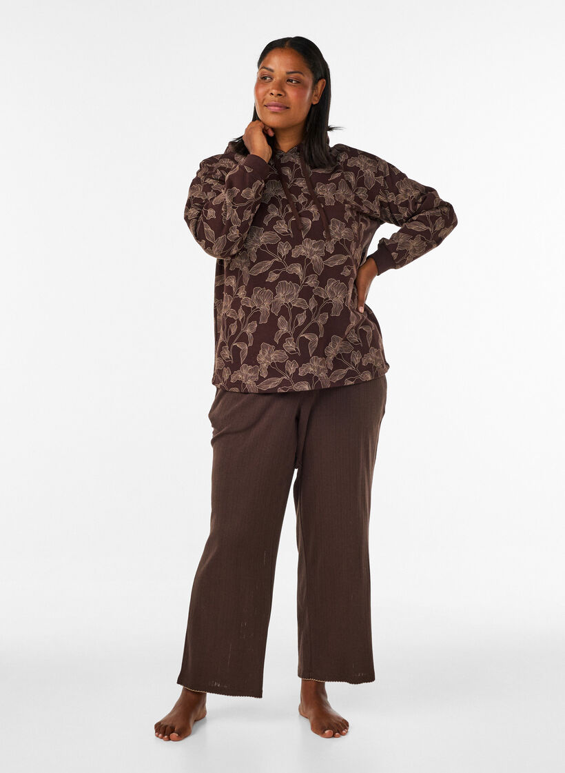 Hoodie met all-overprint, Bruin, Model image number 1