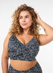 Bloemen bikinitop met ruches, Blauw, Model image number 0