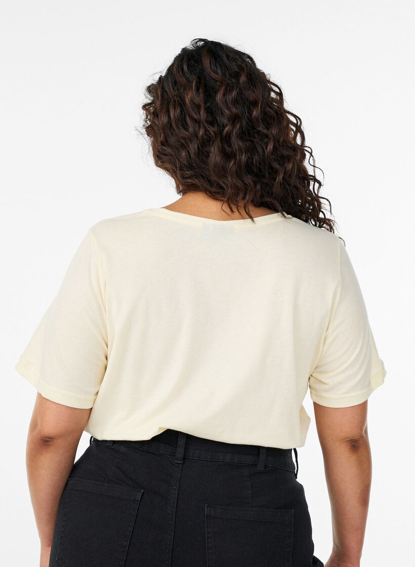 T-shirt met print, Geel, Model image number 2