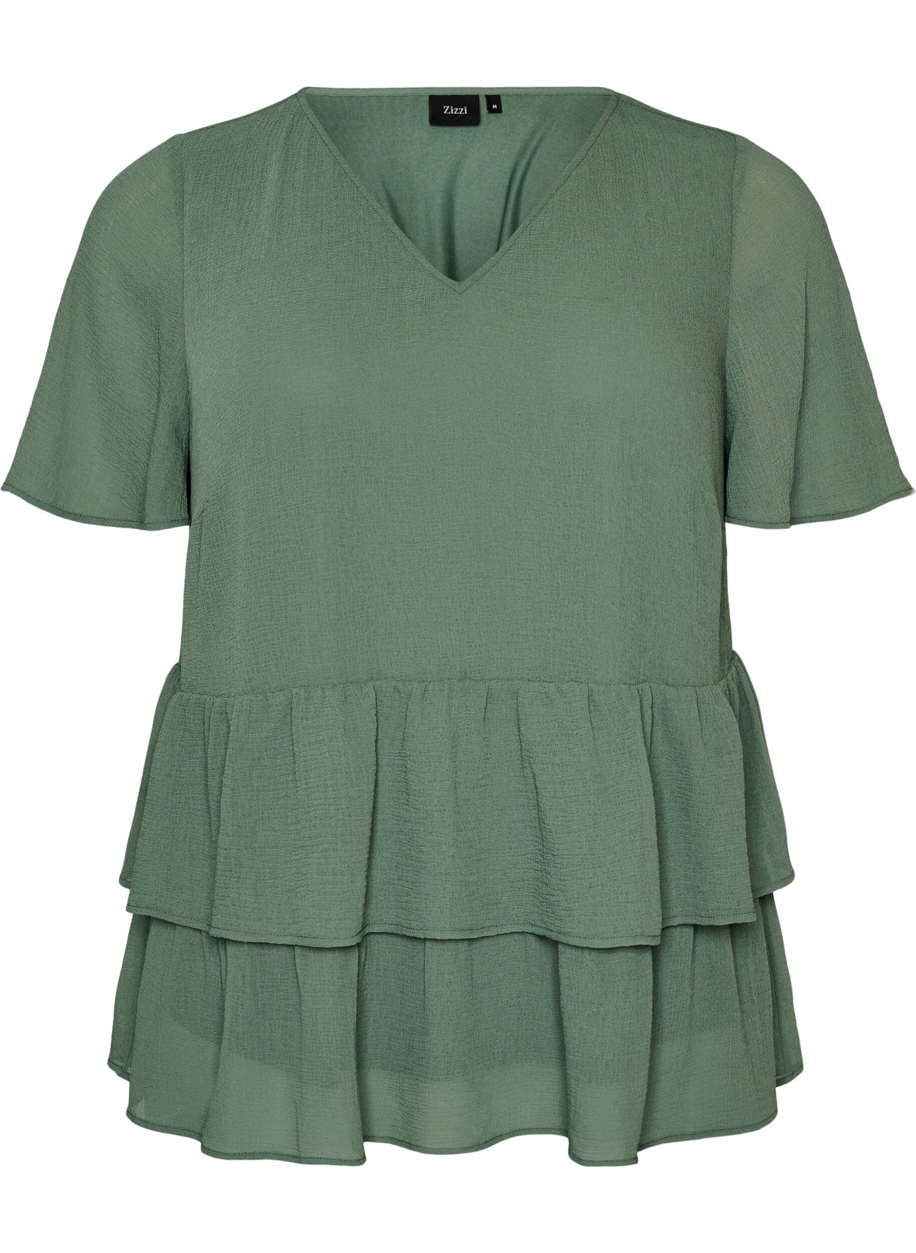 Blouse met V-hals en ruches