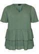 Blouse met V-hals en ruches, Groen, Packshot image number 0