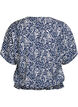 Blouse met korte mouwen en een rucherand, Blauw, Packshot image number 1