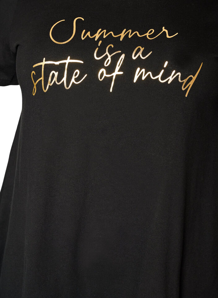 T-shirt met ronde hals en A-lijn vorm, Zwart, Packshot image number 2