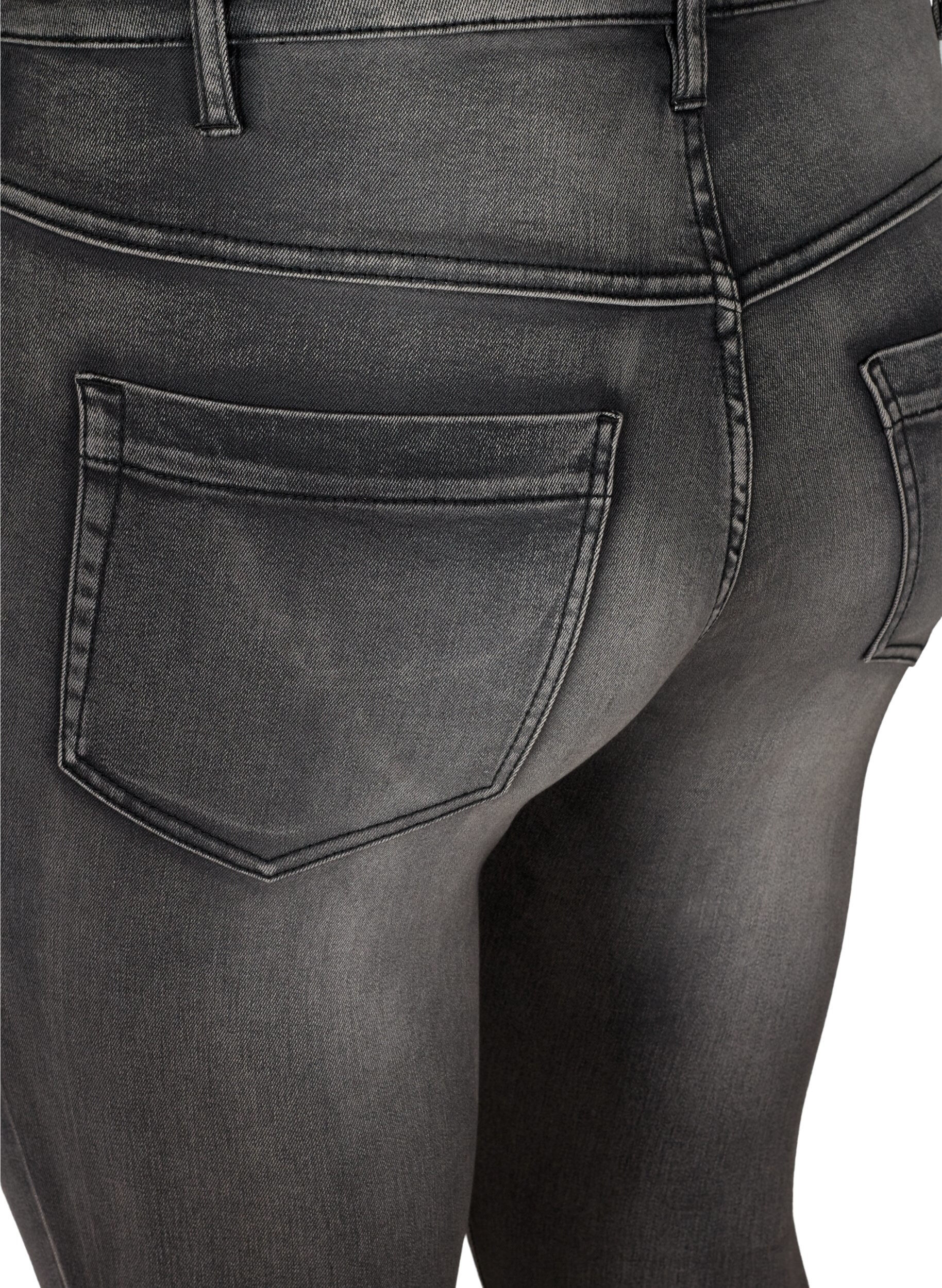 ZizziSuper slim Amy jeans met hoge taille, Dark Grey Denim, Packshot image number 3