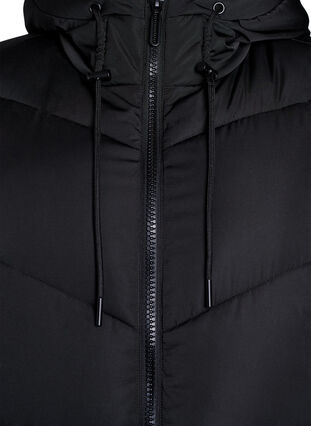 ZizziLange pufferjas met capuchon en zakken, Black, Packshot image number 2