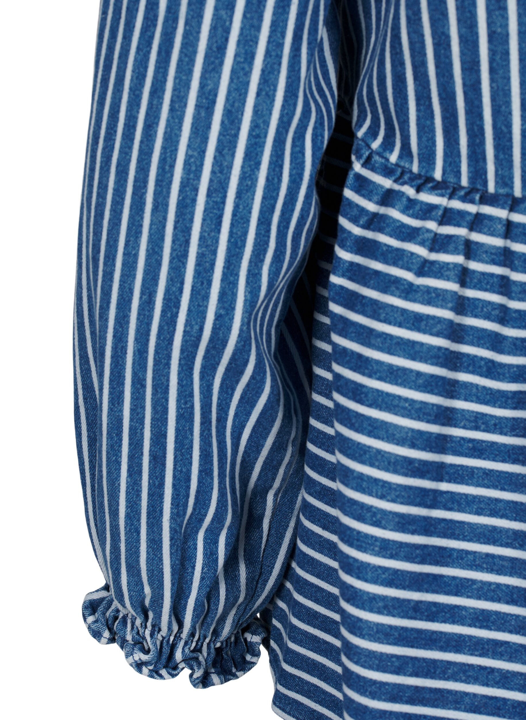 ZizziChemisier en denim ray&eacute; &agrave; nouer sur le devant, Bleu, Packshot image number 3