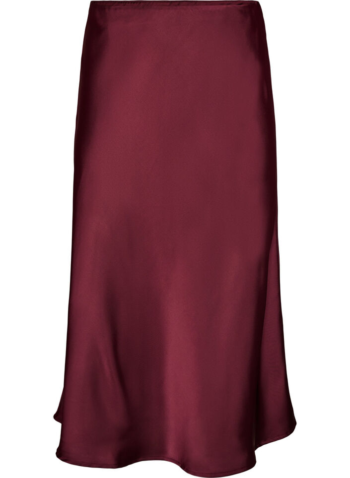 Satijnen midi rok, Rood, Packshot image number 0
