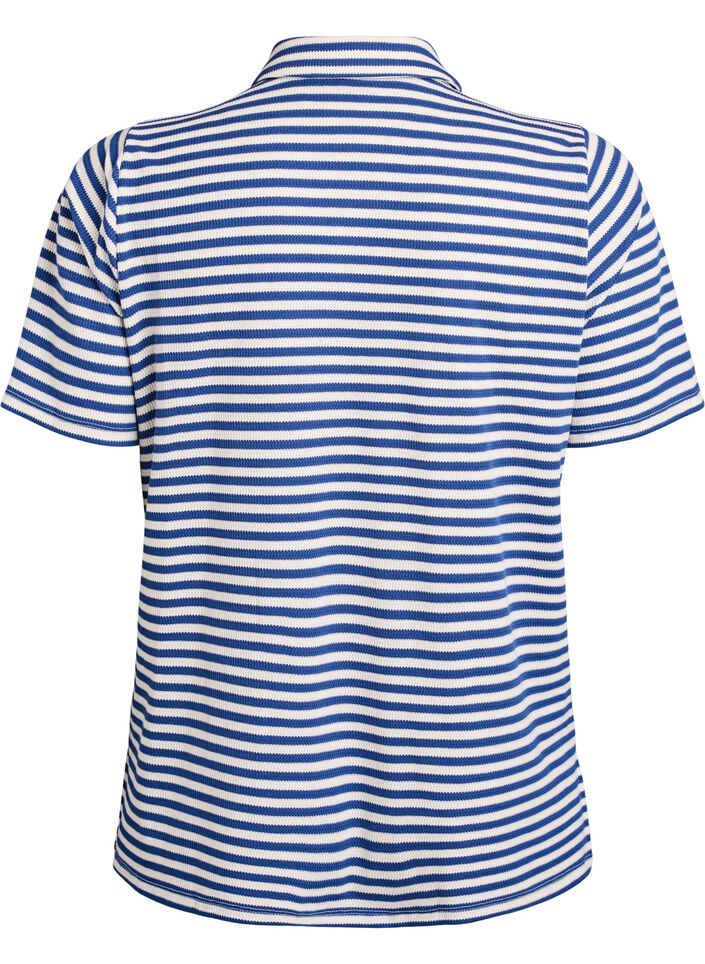 Gestreept poloshirt met korte mouwen, Blue Stripe, Packshot