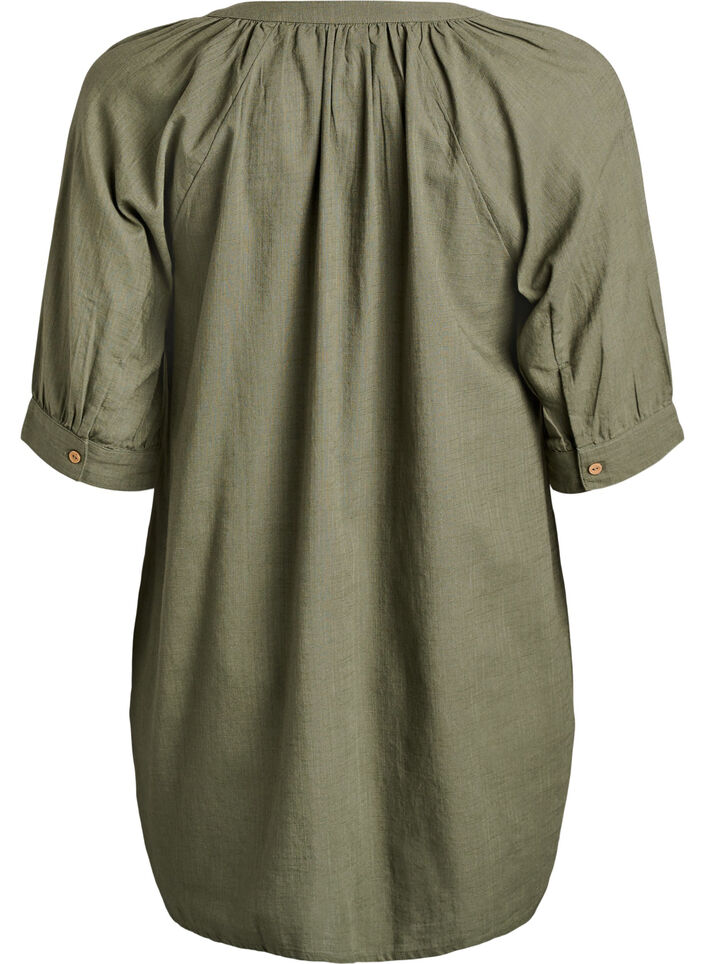 Katoenen tuniek met V-hals, Groen, Packshot image number 1