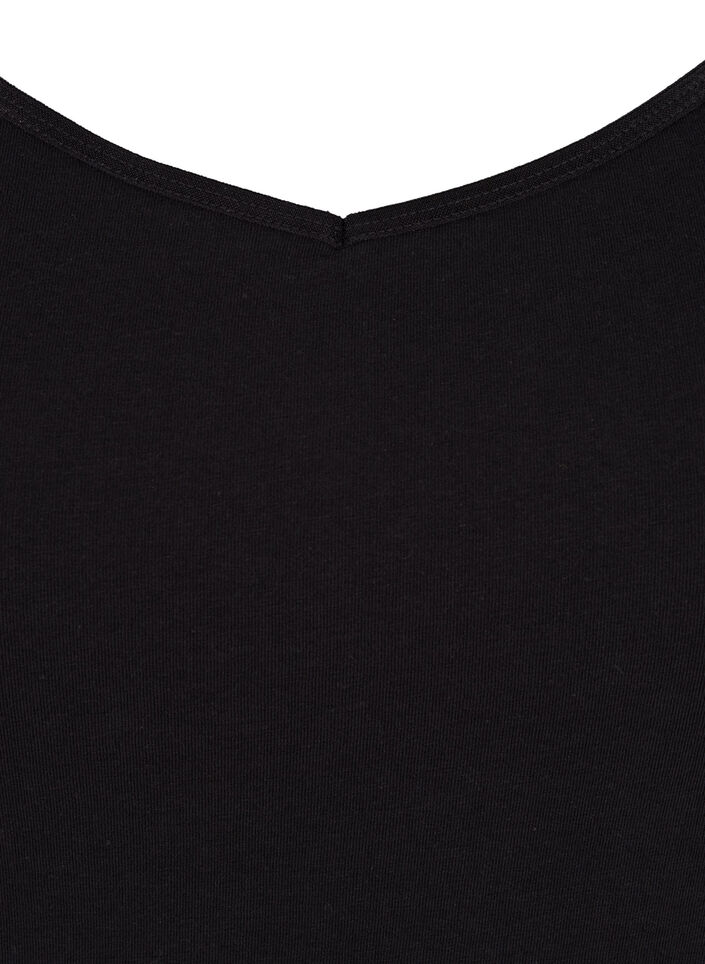 Lang basic katoenen topje, Zwart, Packshot image number 2