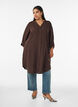 Lang shirt in linnen en viscose, Bruin, Model image number 0
