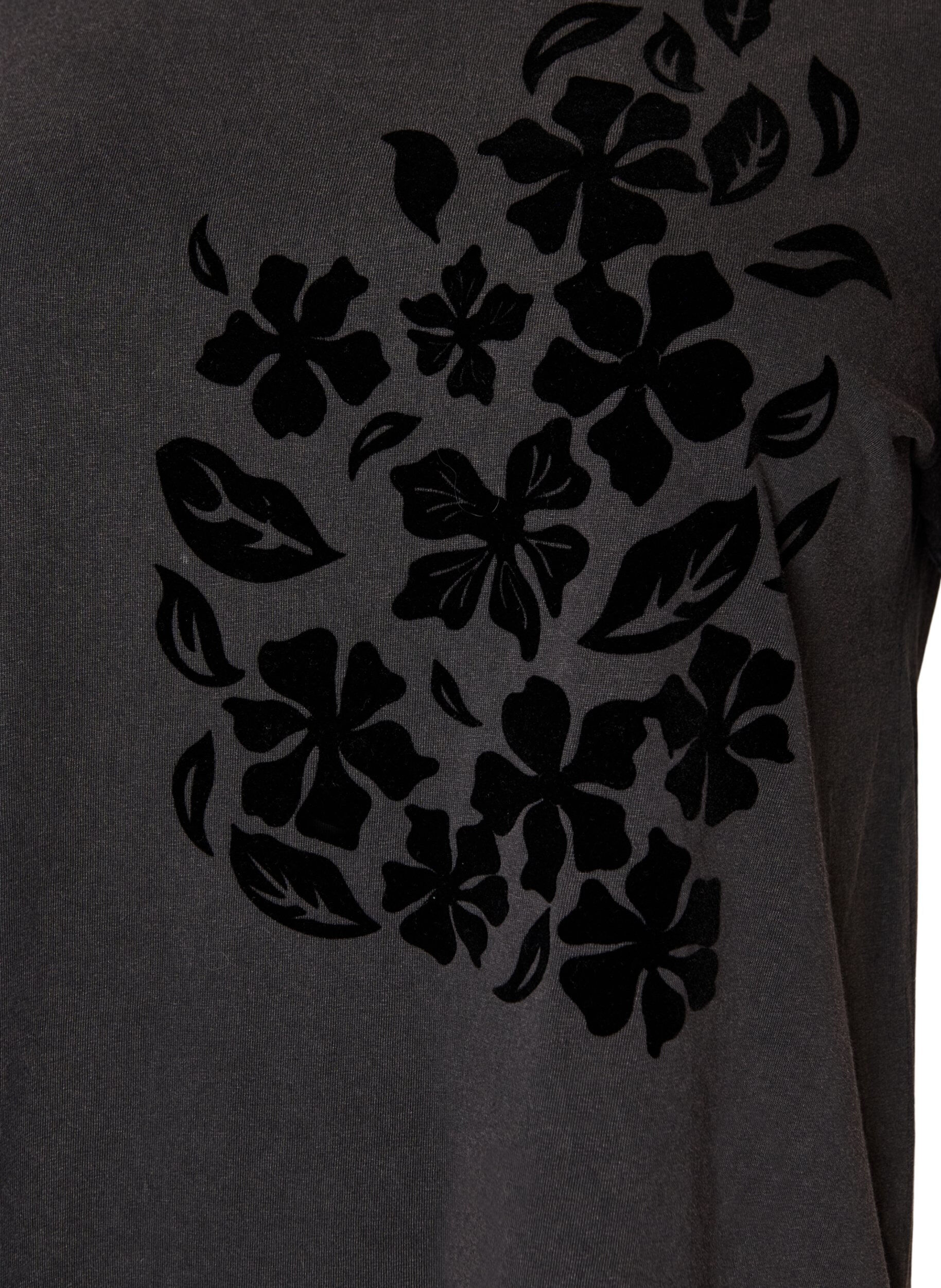 ZizziT-shirt van biologisch katoen met print, Grijs, Packshot image number 2
