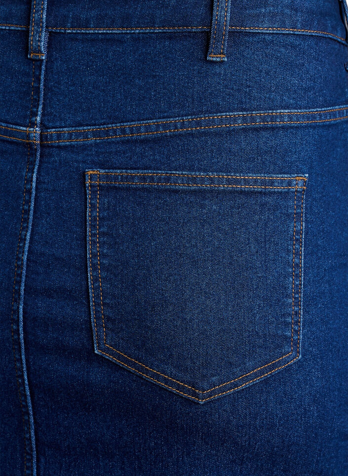 Halflange denimrok met een voorsplit, Blauw, Packshot image number 4