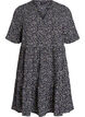 Jurk met korte mouwen, A-lijn en snijlijnen, Zwart, Packshot image number 0