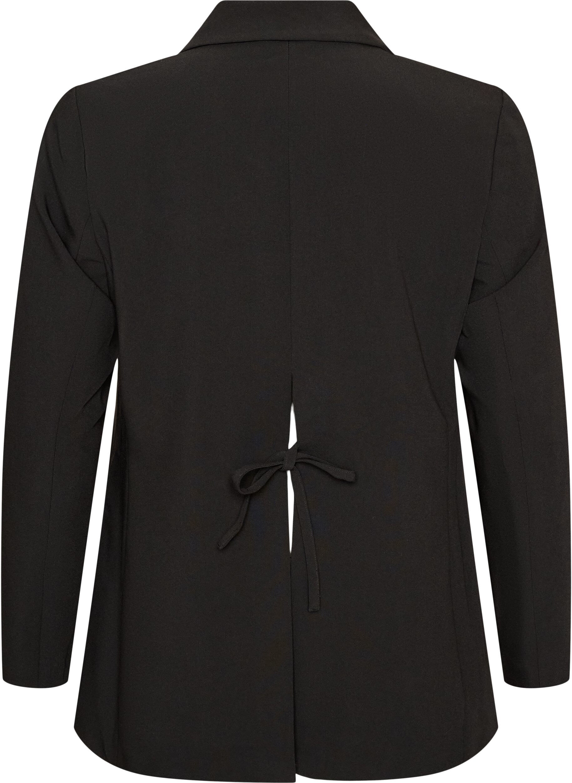 ZizziBlazer met split aan de achterkant en strikdetail, Zwart, Packshot image number 1