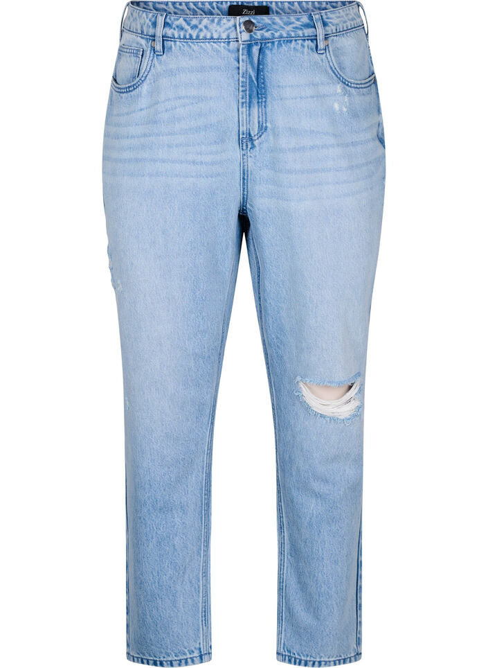 Mille Mom fit jeans met distressed details, Light Blue Denim, Packshot