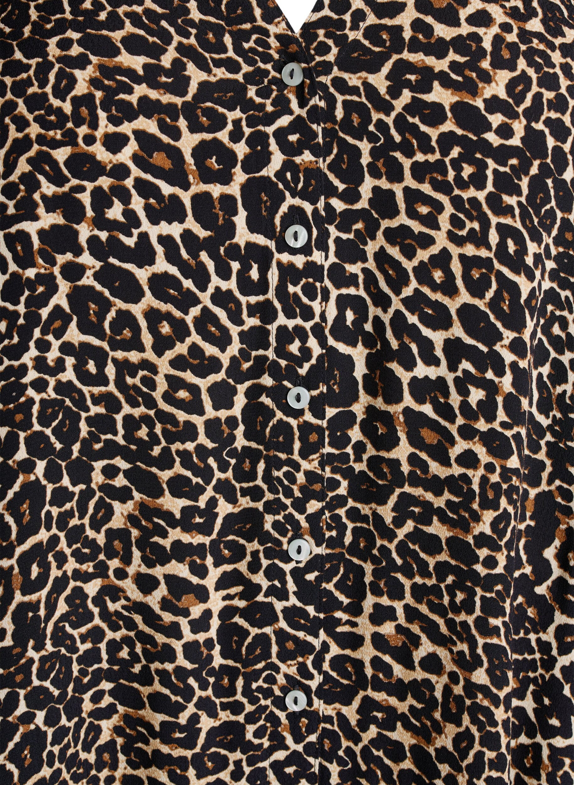 ZizziBedrukte viscose midi-jurk met lange mouwen, Bruin, Packshot image number 2