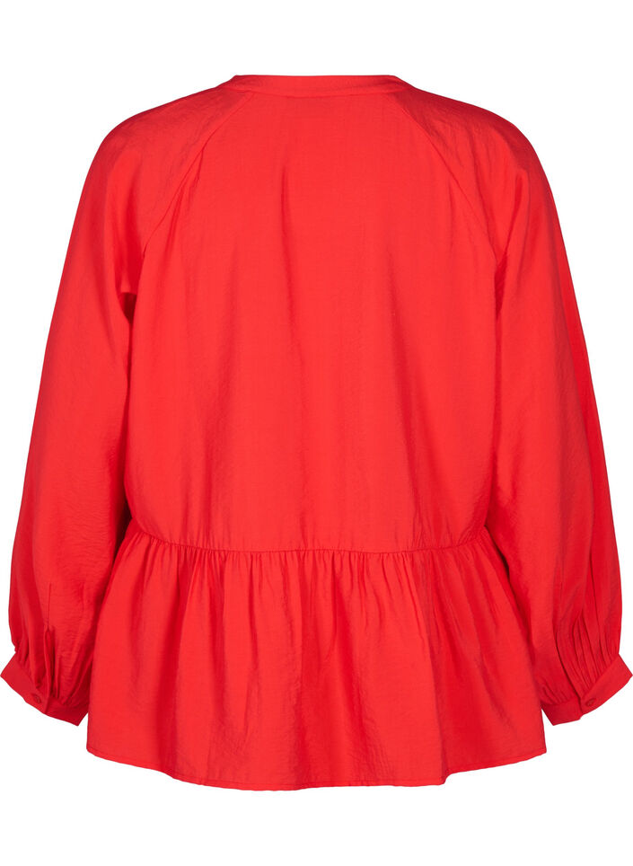 Blouse met strik en lange mouwen, Rood, Packshot image number 1