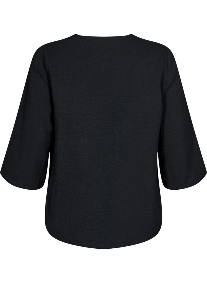Blouse &agrave; manches 3/4, Noir, Packshot image number 1