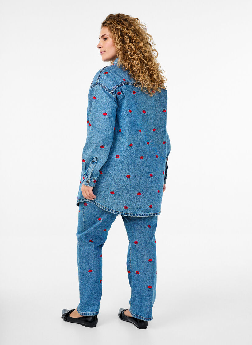 Hoge taille Gemma jeans met lippen, LB Kiss, Model