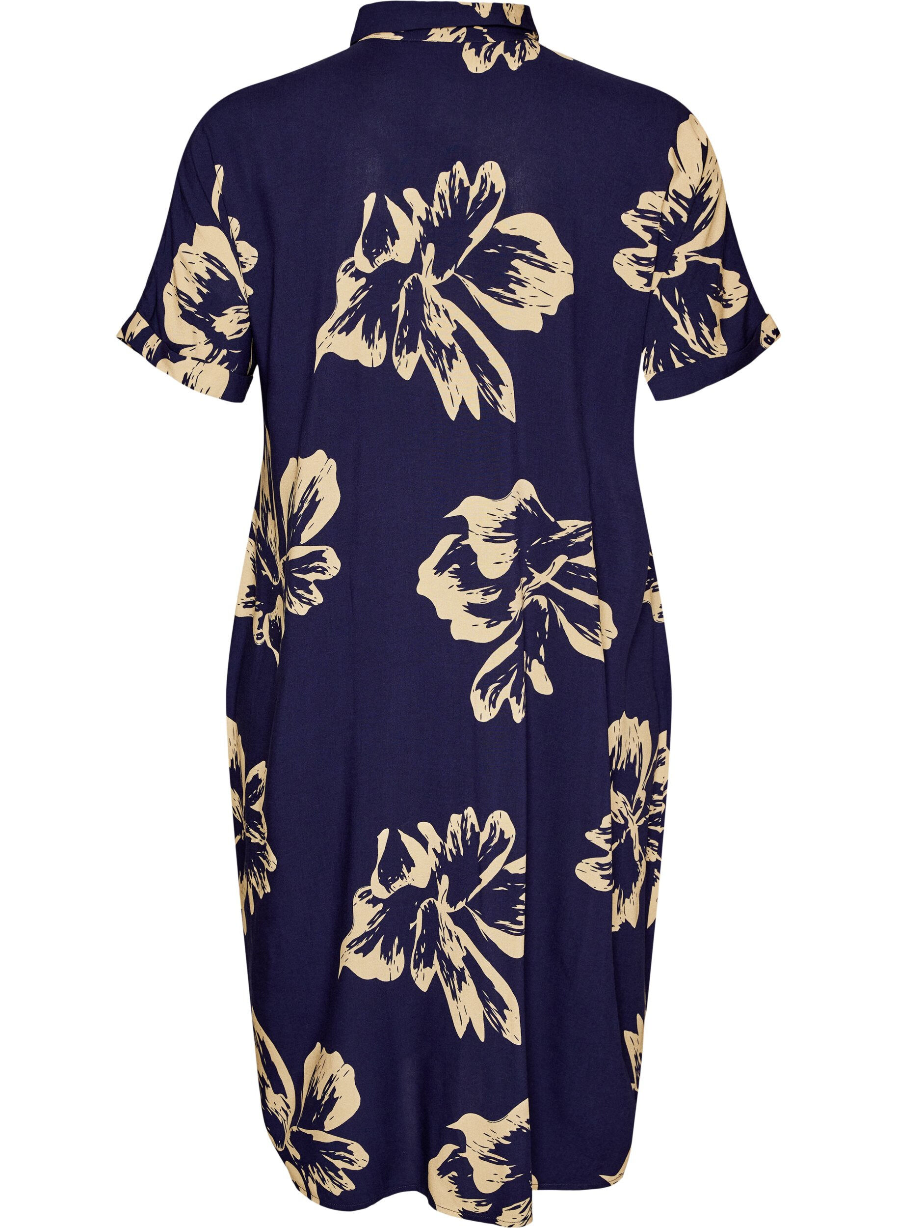 ZizziLange overhemdjurk met korte mouwen, Blauw, Packshot image number 1