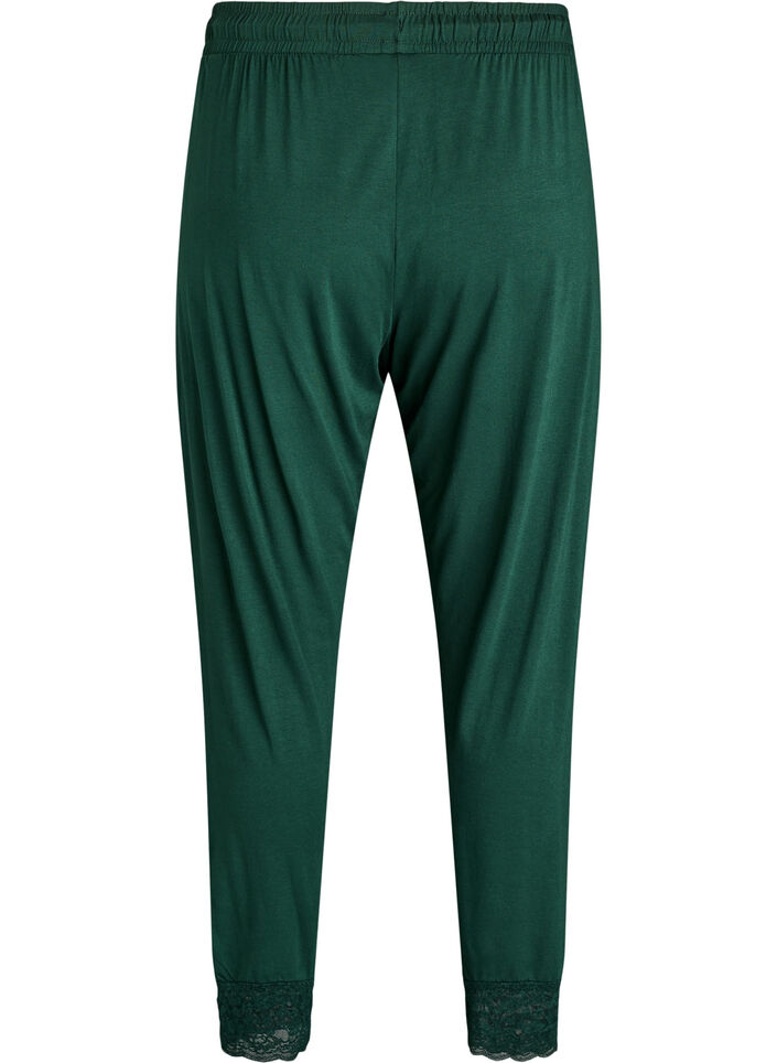 Pyjamabroek met kanten rand en high waist, Groen, Packshot image number 1