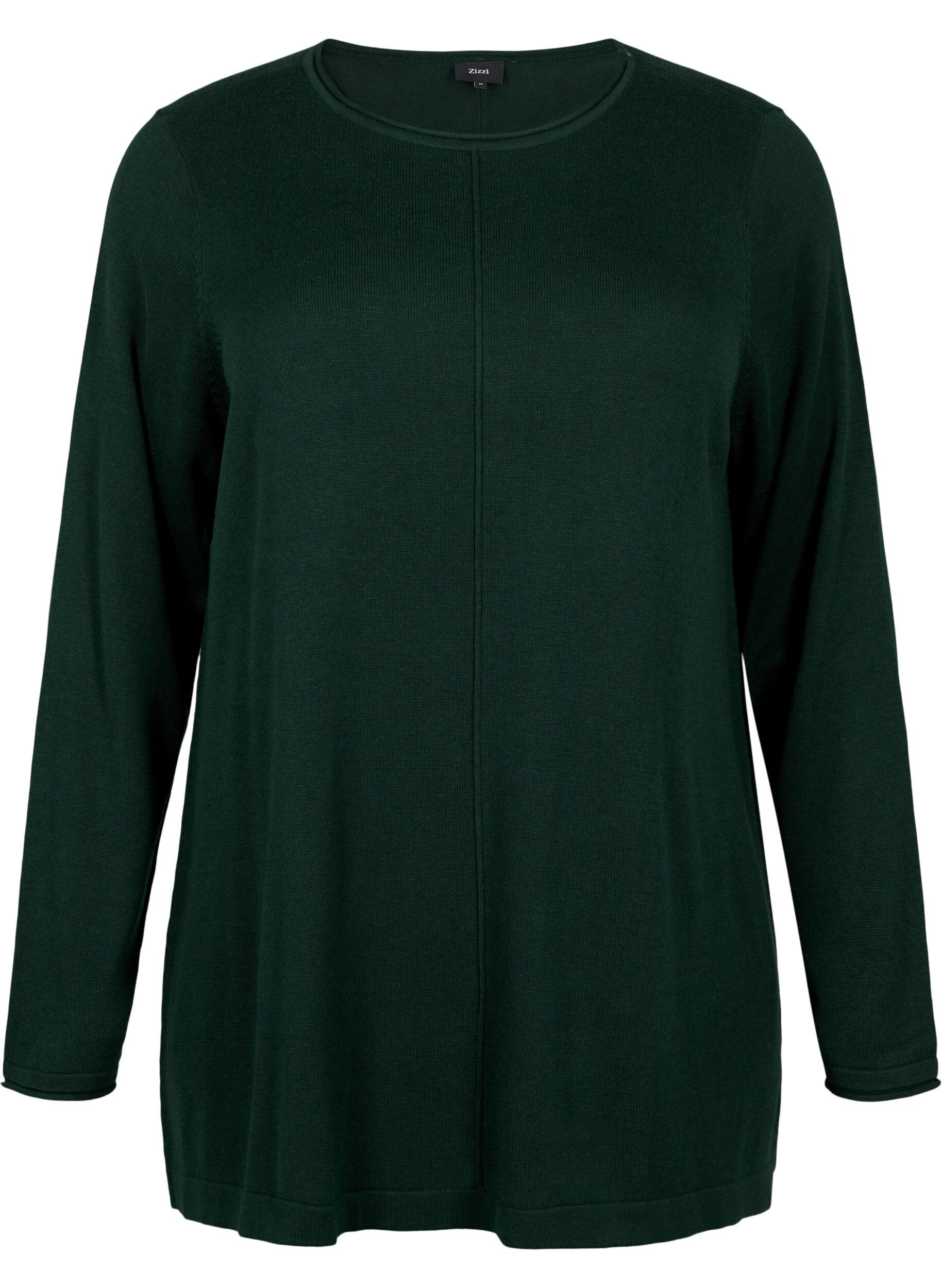 ZizziGebreide blouse gemaakt van katoen en viscose., Groen, Packshot image number 0