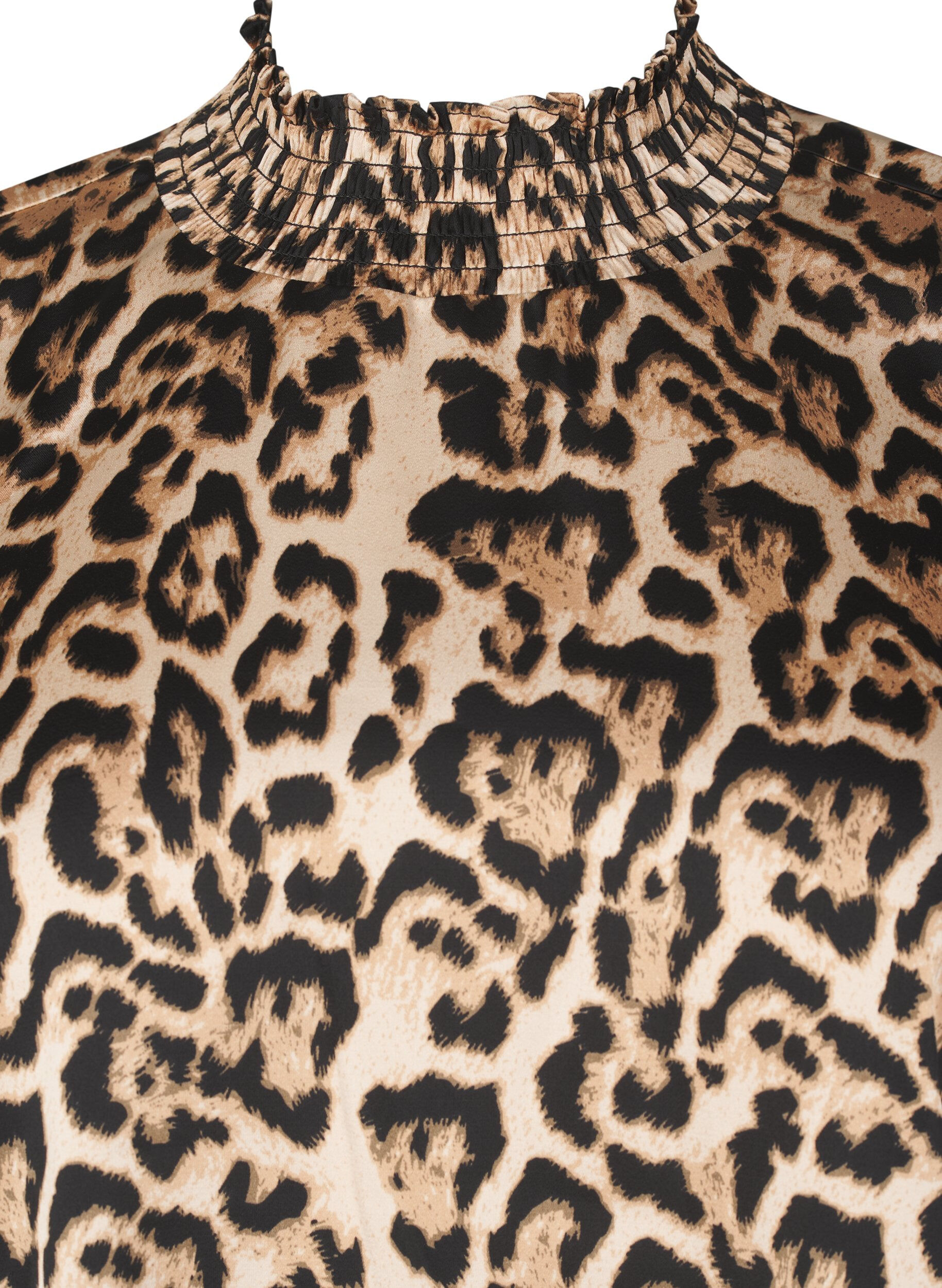 ZizziGerimpelde blouse met luipaardprint, Bruin, Packshot image number 2