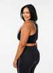 Racerback sport-bh met contrasterende biezen, Zwart, Model image number 2