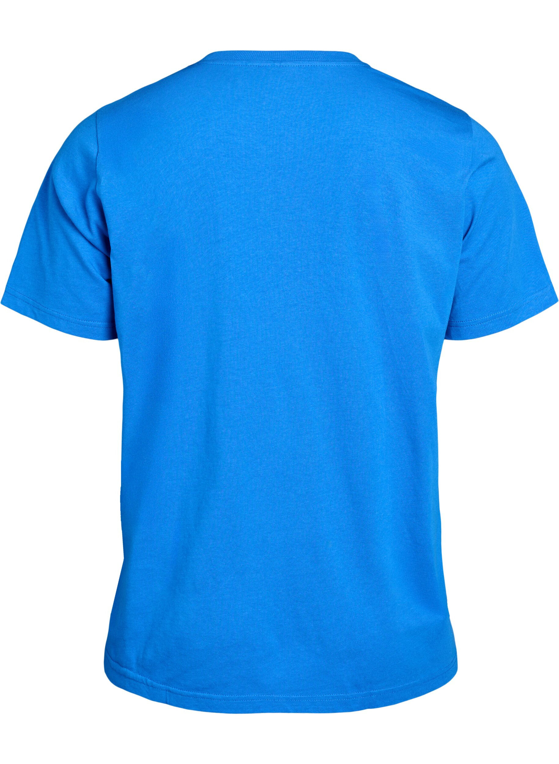 ZizziBasic katoenen T-shirt met ronde hals, Blauw, Packshot image number 1
