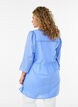 Katoenen tuniek met V-hals en crochet detail, Blauw, Model image number 2