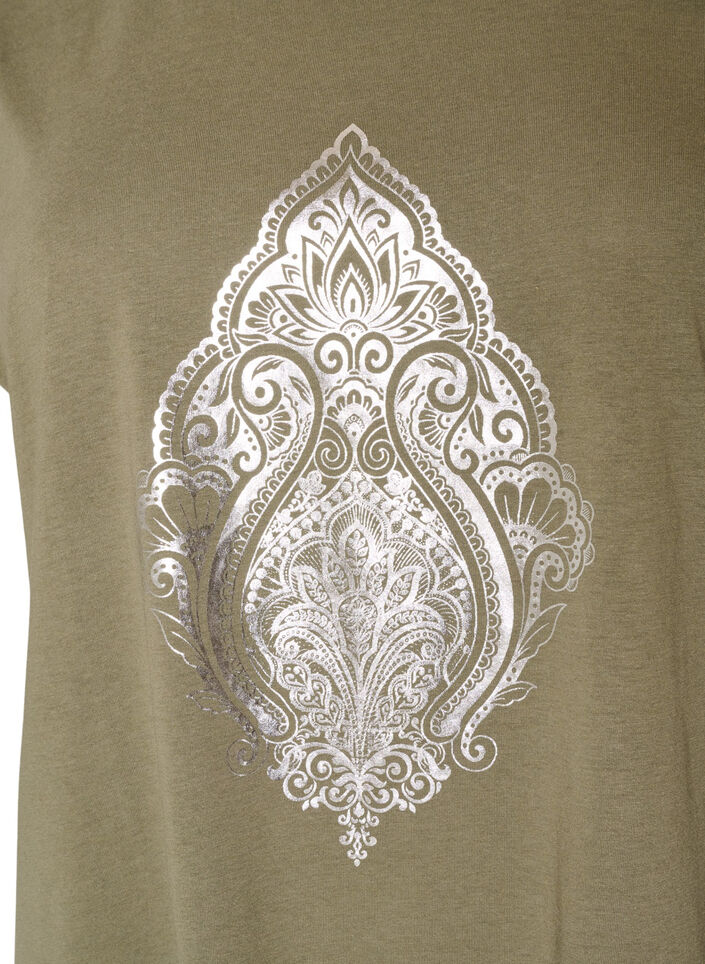 T-shirt met decoratieve print aan de voorkant, Groen, Packshot image number 2
