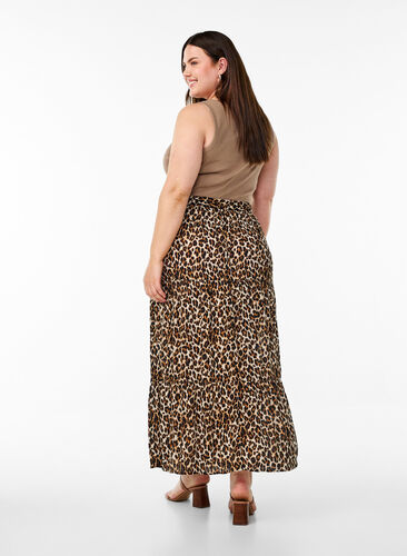 ZizziLange rok met elastiek in de taille, Leopard AOP, Model image number 1