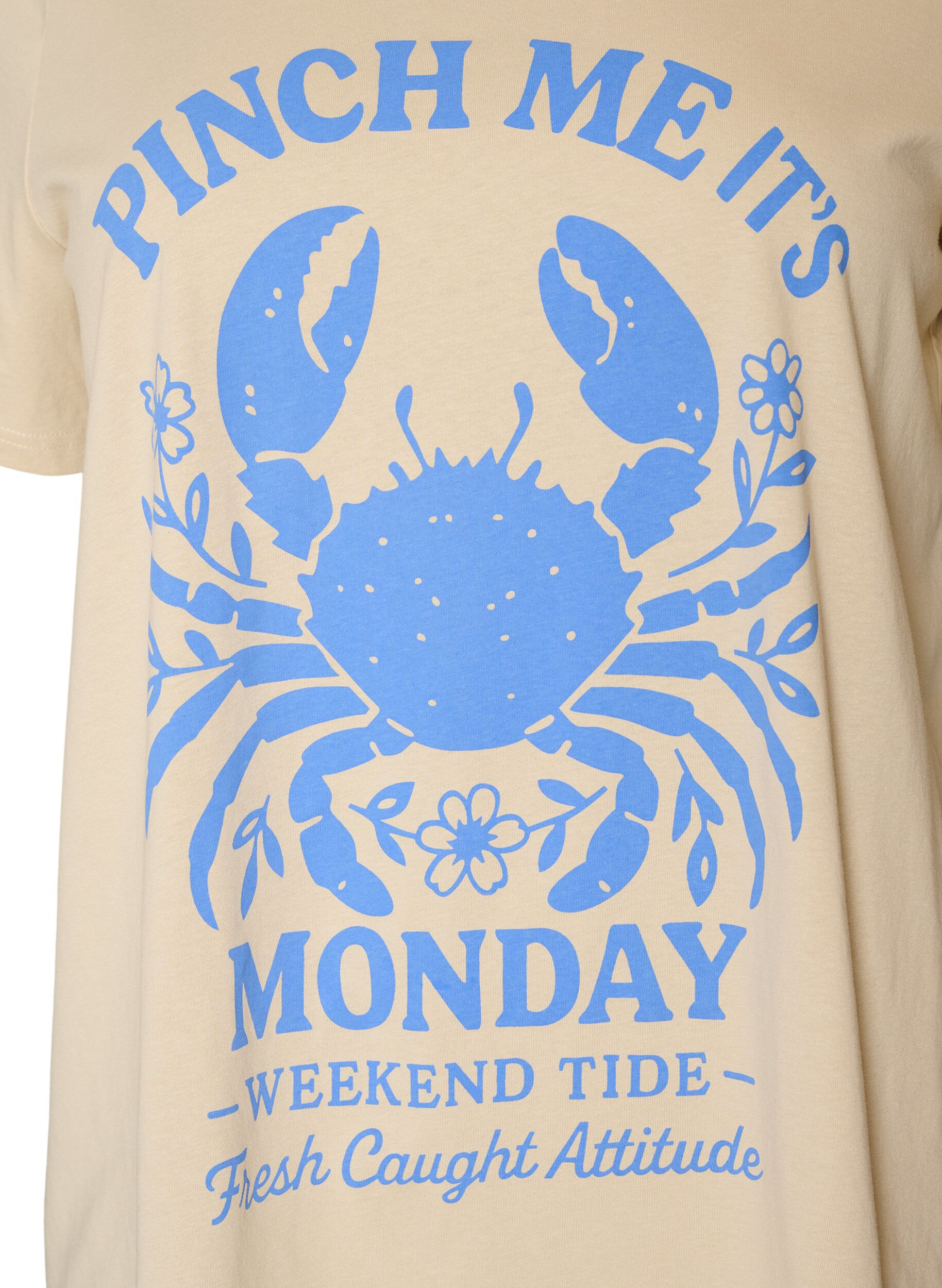 ZizziKatoenen T-shirt met print, Beige, Packshot image number 2