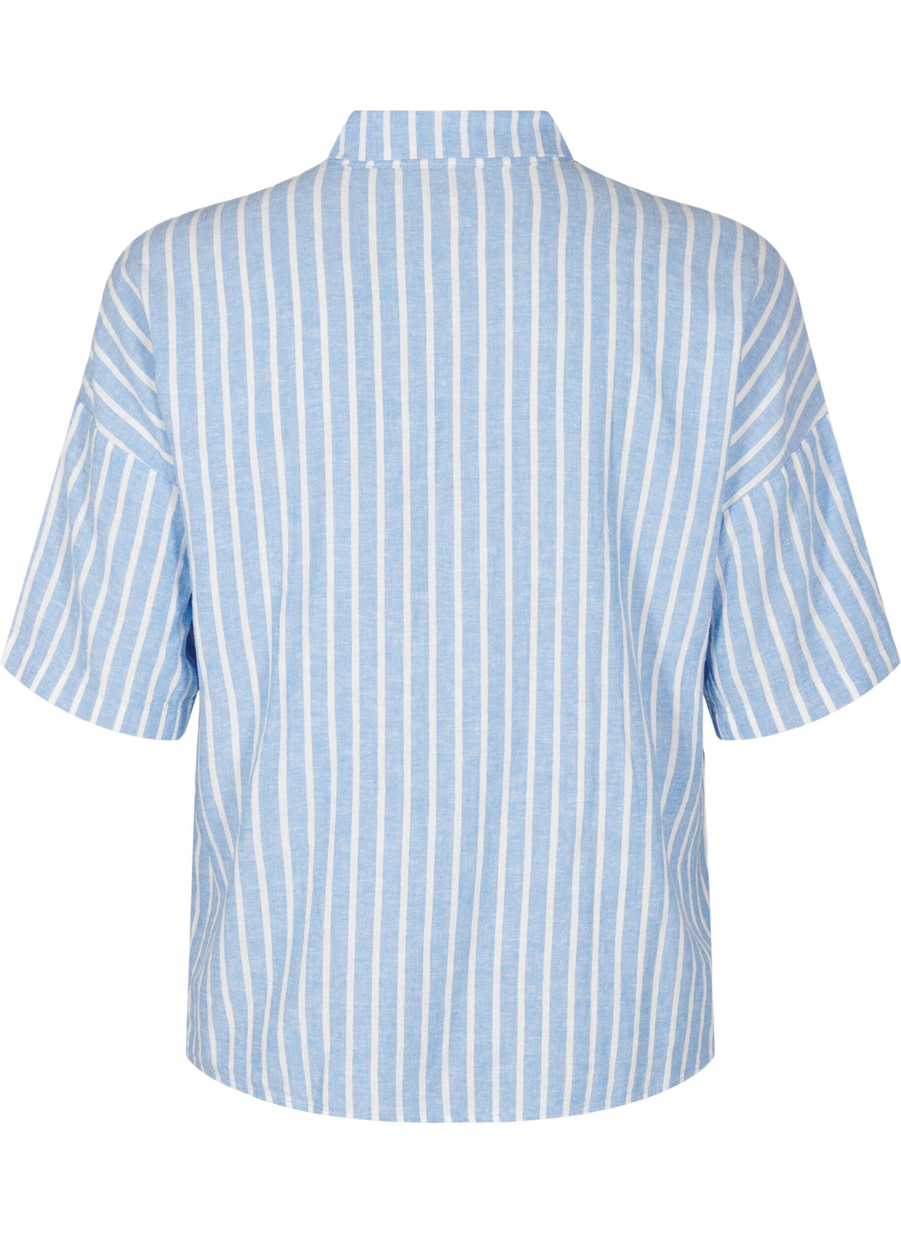 ZizziShirt van linnen en viscose met strepen, Blauw, Packshot image number 1