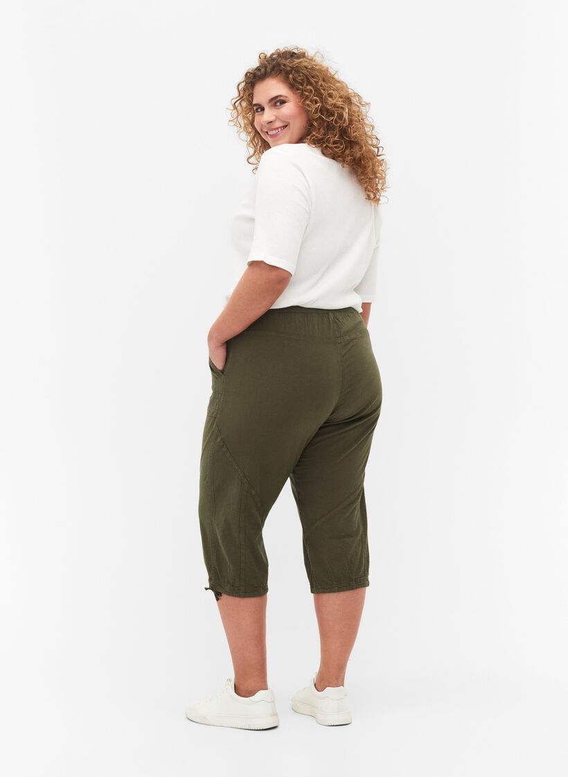 Katoenen Capri-broek, Groen, Model image number 1
