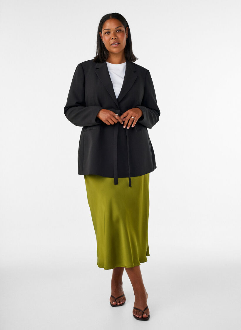 Satijnen midi rok, Groen, Model image number 0