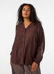 Viscose shirt met geborduurde mouwen, Bruin, Model image number 0