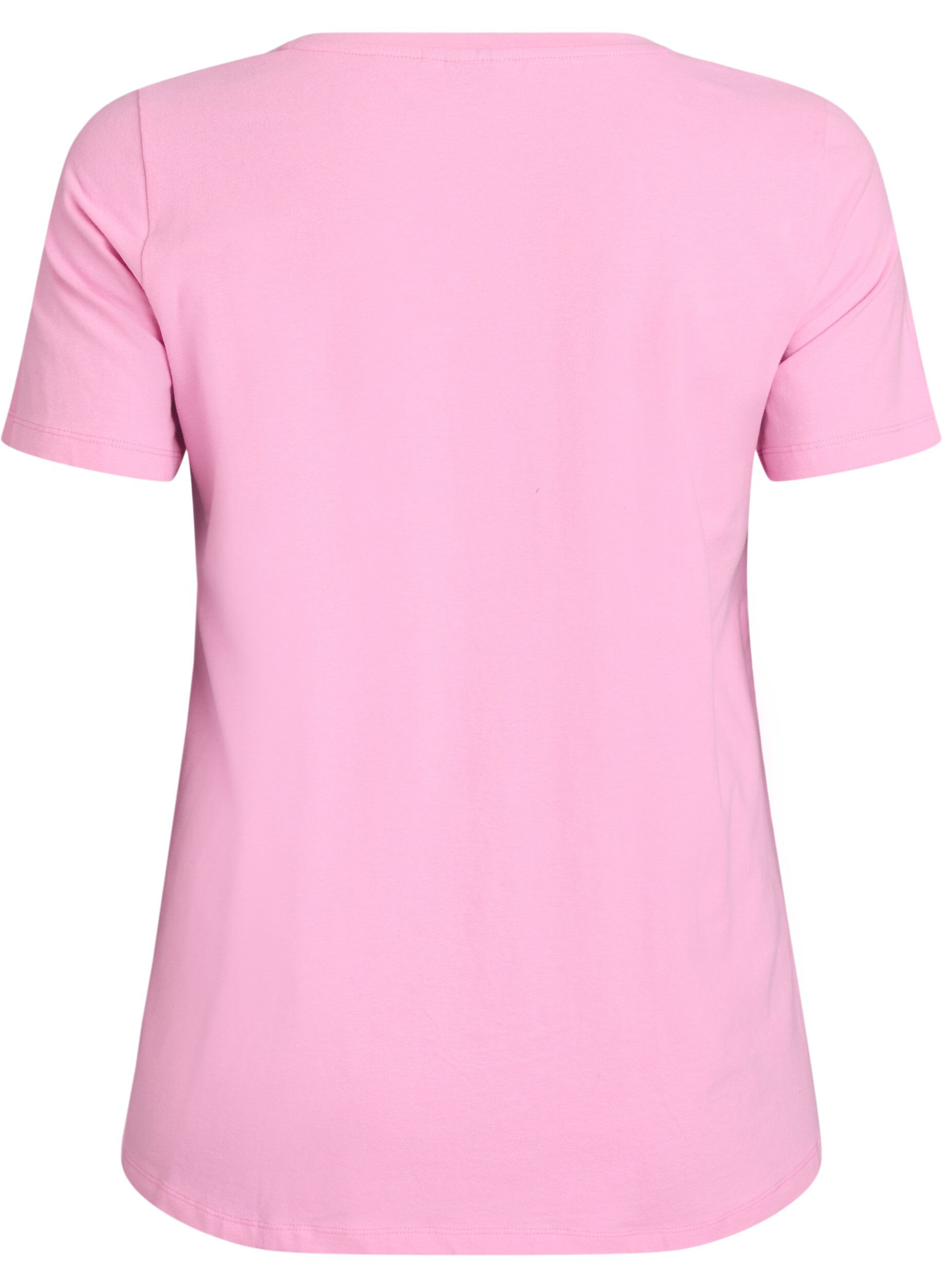 ZizziEffen basis T-shirt van katoen, Roze, Packshot image number 1
