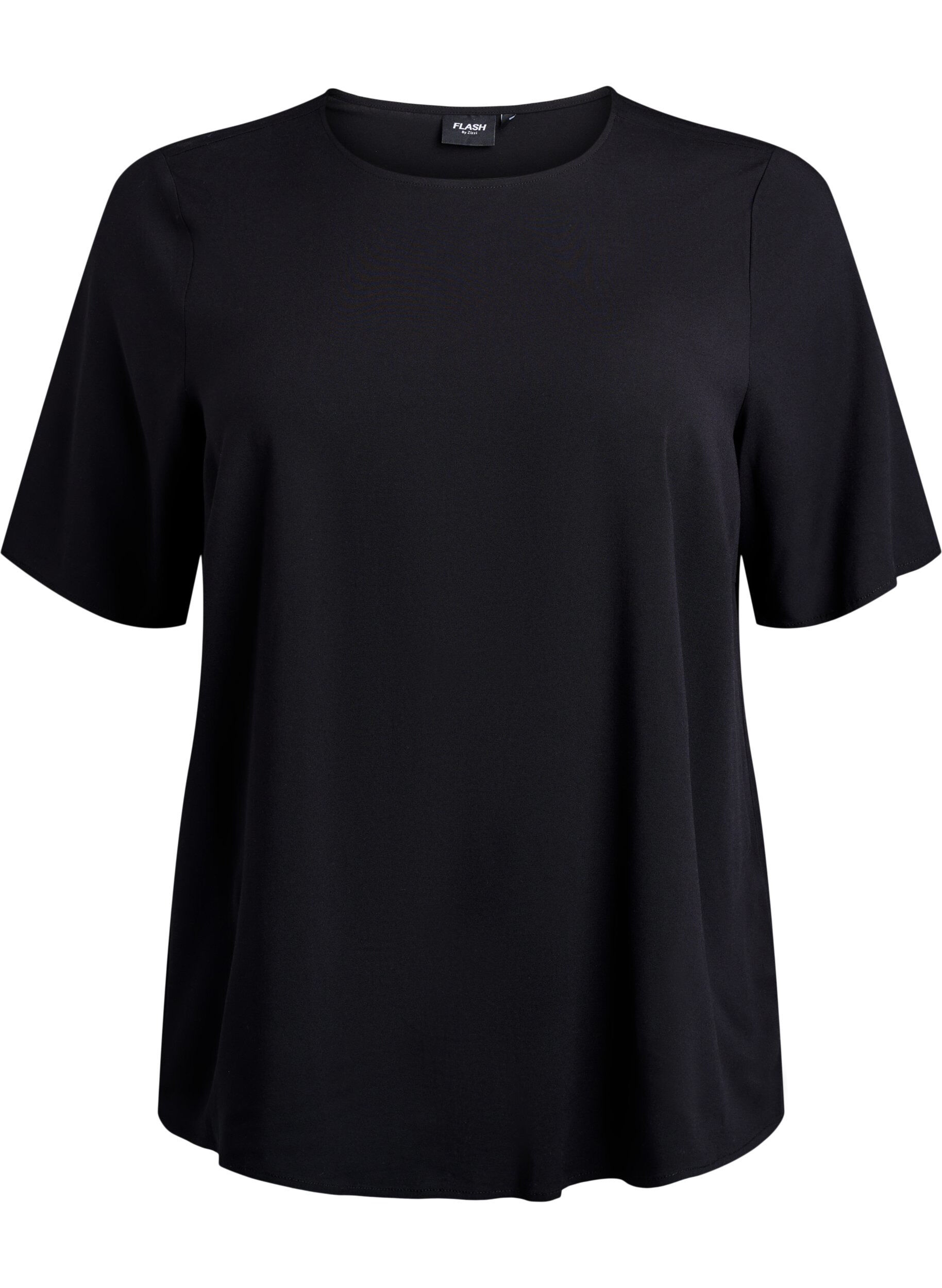 FLASH - Geweven blouse met korte mouwen en ronde hals