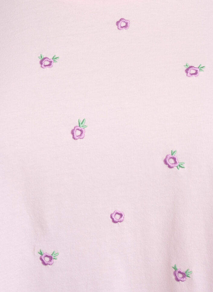 T-shirt en coton biologique avec motifs brod&eacute;s, Rose, Packshot image number 2
