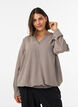 Blouse met ballonsilhouet en V-hals, Beige, Model image number 0
