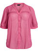 Blouse met korte mouwen en een gestippelde textuur, Roze, Packshot image number 0