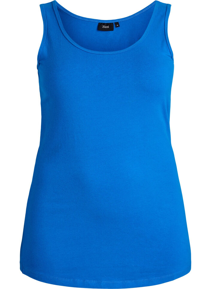 Effen gekleurd basic top in katoen, Blauw, Packshot image number 0